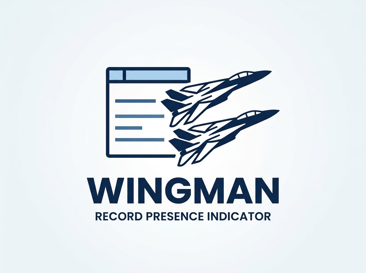 Wingman: Record Presence Indicator. A record card with two jets flying in formation.
